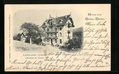 AK Baden-Baden, Ansicht des Hotels Luftkurort Grethel