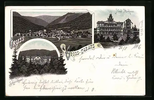 Lithographie Gross-Tabarz, Hotel-Kurhaus, Schiesshaus