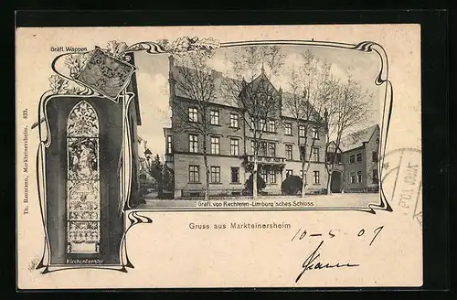 AK Markteinersheim, Gräfl. von Rechteren-Limburg`sches Schloss, Wappen