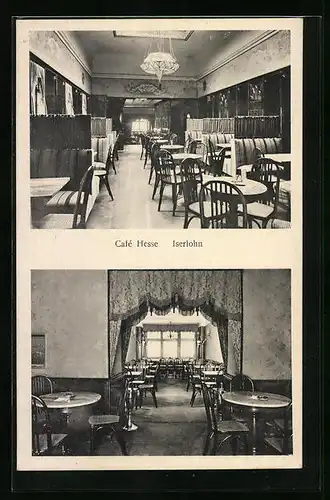 AK Iserlohn, Café Hesse, verschiedene Innenansichten