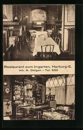 AK Harburg, Restaurant zum Irrgarten, Inh.: A. Oetgen, verschiedene Innenansichten