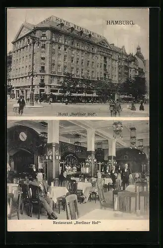 AK Hamburg-St.Georg, Hotel Berliner Hof und Restaurant Berliner Hof