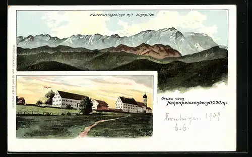 AK Hohenpeissenberg, Ortspartie Wettersteingebirge mit Zugspitze
