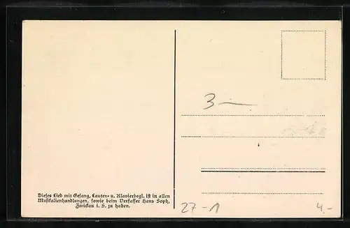 Künstler-AK Lieder i. erzegb. Mundart Nr. 7 Da Balg`nharmonie