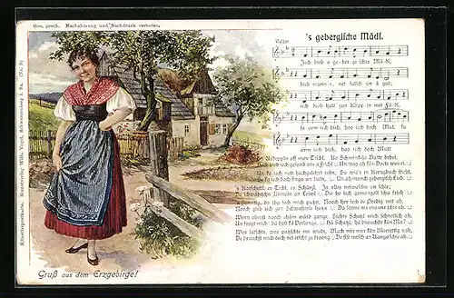 Künstler-AK Lied `s gebergische Mädl