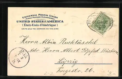 Präge-AK Briefmarkenkarte United States of America, Adler mit Wappen