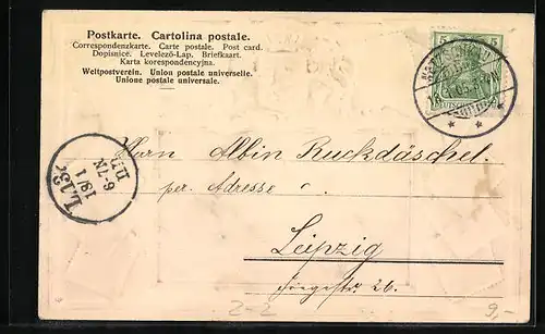 Präge-AK Philatelie-Ansichtskarte Deutsches Reich, Briefmarken mit Wappen