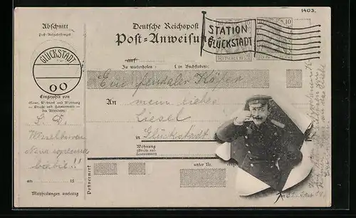 AK Deutsche Reichspost, Post-Anweisung mit Postbeamten