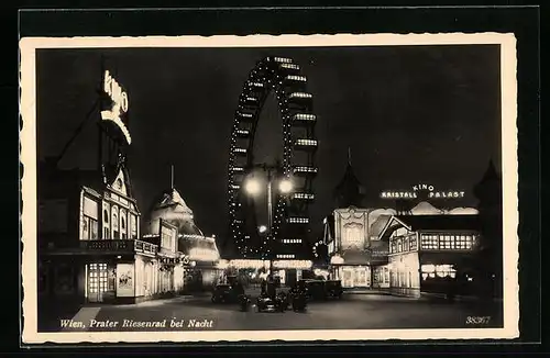 AK Wien, Prater, Risenrad bei Nacht