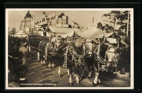 AK München, Oktoberfest-Bierwagen (Viererzug)