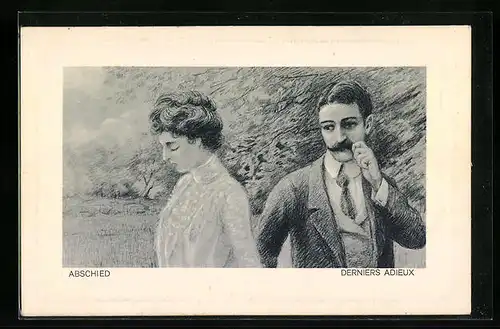 Künstler-AK Abschied, Liebespaar