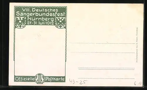 Künstler-AK Nürnberg, Deutsches Sängerbundesfest 1912 - Die Sängerhalle