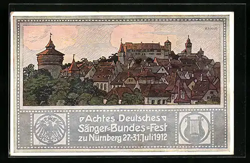 Künstler-AK Nürnberg, 8. Deutsches Sänger-Bundes-Fest 1912 - Ortsansicht