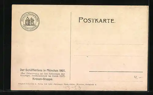 Künstler-AK München, Schäfflertanz 1907 - Kronengruppe