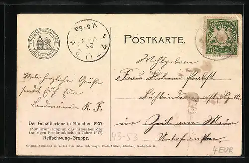 Künstler-AK München, Schäfflertanz 1907 - Reifschwung-Gruppe