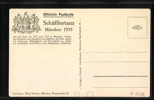 Künstler-AK München, Schäfflertanz 1935 - Reifschwung-Gruppe