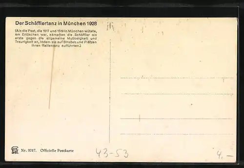 Künstler-AK München, Schäfflertanz 1928 - Reifschwung-Gruppe