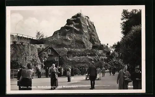 AK Wien, Hochschaubahn und Wasserfahrt im Wiener Prater