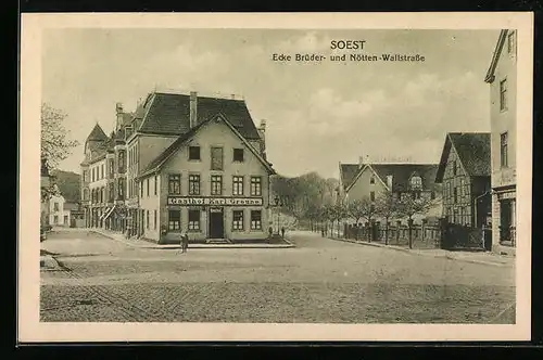 AK Soest, Gasthof Karl Greune an der Ecke Brüder- und Nötten-Wallstrasse