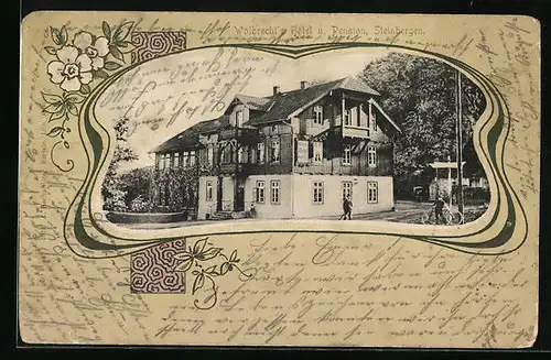 AK Steinbergen, Wolbrecht`s Hotel und Pension im Passepartoutrahmen