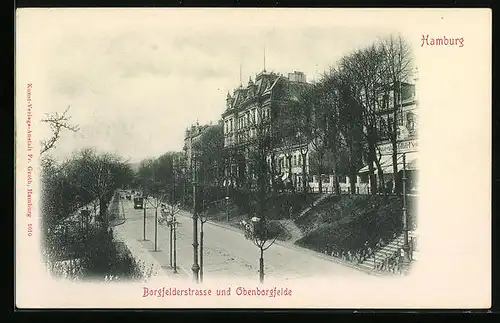 AK Hamburg, Obenborgfelde und Borgfelderstrasse mit Strassenbahn