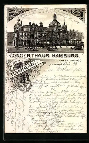 Lithographie Hamburg-St.Pauli, Darstellung vom Concerthaus