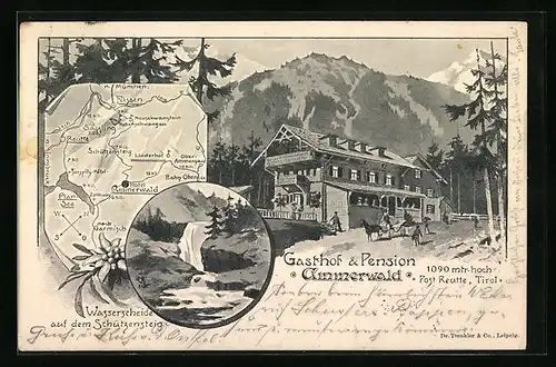 Künstler-AK Reutte, Gasthof und Pension Ammerwald