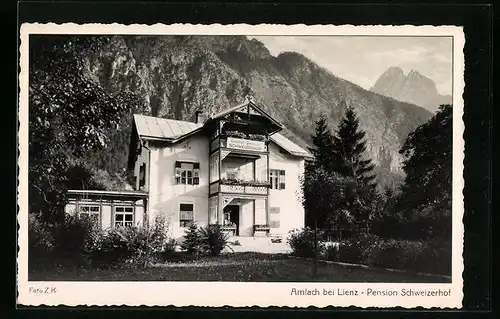 AK Amlach b. Lienz, Pension Schweizerhof mit Bergpanorama