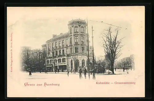 AK Hamburg-Uhlenhorst, Strassenpartie am Graumannsweg, Kuhmühle