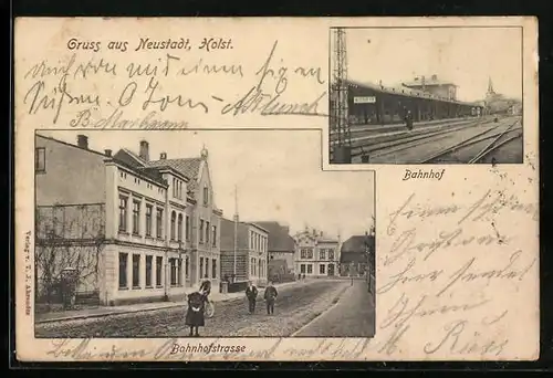 AK Neustadt /Holst., Bahnhof mit Bahnhofstrasse