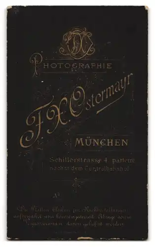 Fotografie Ostermayr, München, Schillerstrasse 4, Dame im schwarzen Tournürenkleid