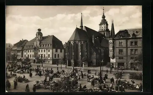AK Weissenfels, Rathaus und Marienkirche