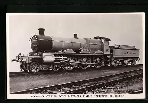 AK Englische Eisenbahn Nr. 175, G.W.R.-Six coupled Bogie Passenger Engine Viscount Churchill