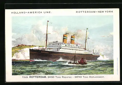 Künstler-AK Passagierschiff TSS Rotterdam der Holland-America-Line