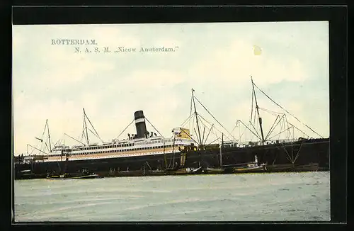 AK Rotterdam, Passagierschiff NASM Nieuw Amsterdam im Hafen anliegend