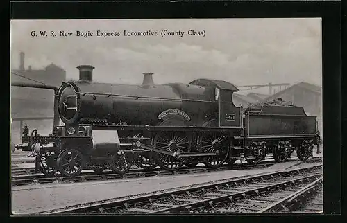 AK Englische Eisenbahn Nr. 3473, G.W.R. New Bogie Express Locomotive, County of Middlesex