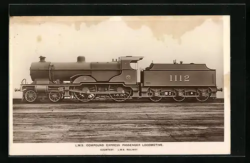 AK Englische Eisenbahn Nr. 1112, L.M.S. Compund Express Passenger Locomotive