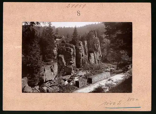 Fotografie Brück & Sohn Meissen, Ansicht Marienberg i. Erzg. Partie an der Teufelsmauer im Schwarzwassertal