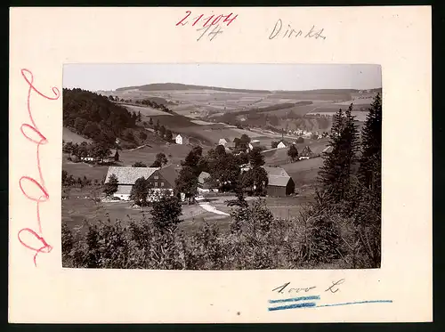 Fotografie Brück & Sohn Meissen, Ansicht Frauenbach bei Neuhausen, Blick über den Ort mit Wohnhäusern