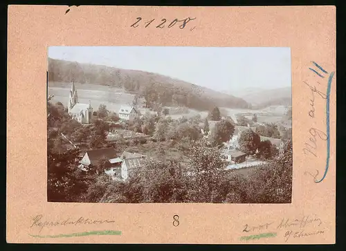 Fotografie Brück & Sohn Meissen, Ansicht Tautenburg, Teilansicht des Ortes mit Blick zur Kirche und Friedhof