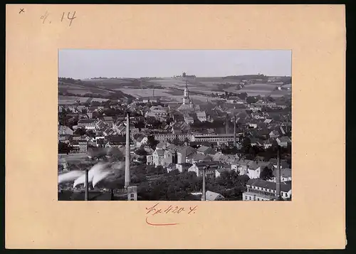 Fotografie Brück & Sohn Meissen, Ansicht Rosswein, Blick auf die Stadt mit Strumpfwaren Fabrik Carl Julius Nestler