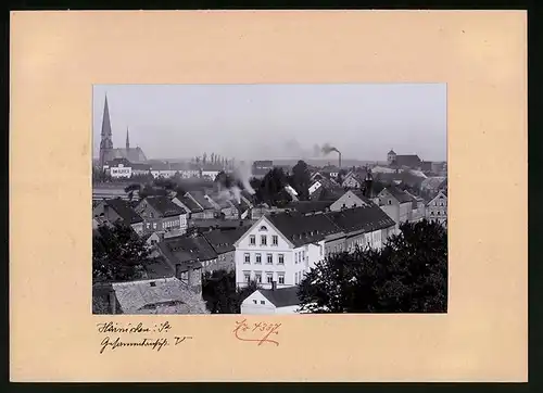 Fotografie Brück & Sohn Meissen, Ansicht Hainichen i. Sa., Blick auf die Stadt mit rauchenden Schloten