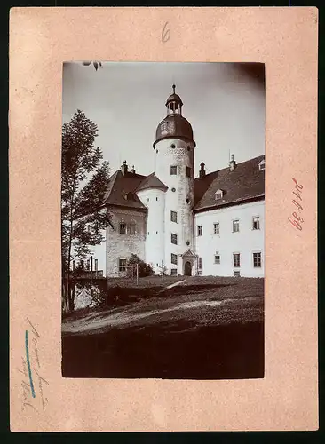 Fotografie Brück & Sohn Meissen, Ansicht Frauenstein i. Erzg., Partie am Schloss Frauenstein mit Turm