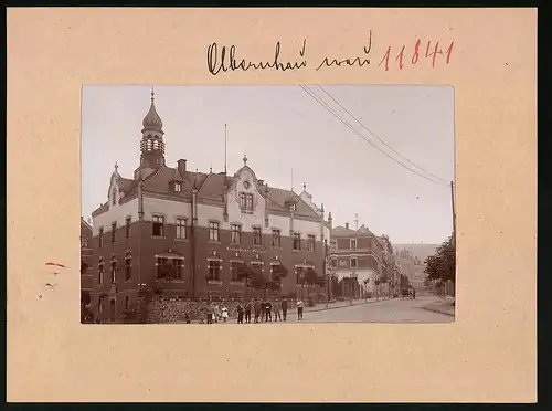 Fotografie Brück & Sohn Meissen, Ansicht Olbernhau, Blick in die Bahnhofstrasse mit Kaiserliches Postamt, Haus Opitz