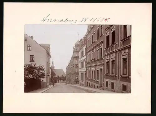 Fotografie Brück & Sohn Meissen, Ansicht Annaberg i. Erzg., Hospitalstrasse mit Burkhardt`s Restaurant