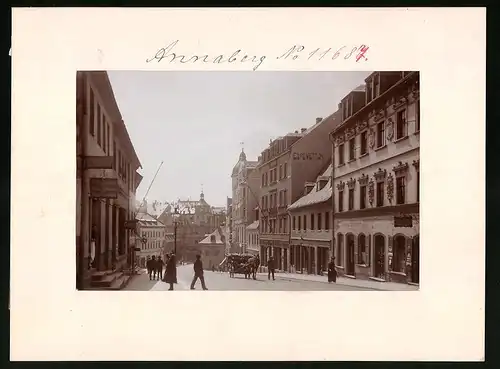 Fotografie Brück & Sohn Meissen, Ansicht Annaberg i. Erzg., Wolkensteiner Strasse, Geschäfte Franz Lorenz, Ernst Weber