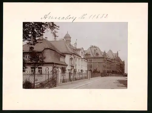 Fotografie Brück & Sohn Meissen, Ansicht Annaberg i. Erzg., Blick in die Logenstrasse und auf das Seminar