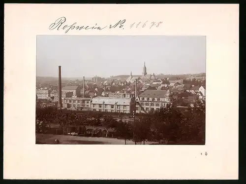 Fotografie Brück & Sohn Meissen, Ansicht Rosswein, Blick auf die Stadt mit Fabriken