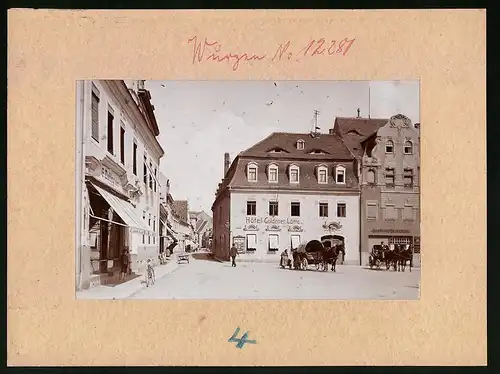 Fotografie Brück & Sohn Meissen, Ansicht Wurzen, Marktplatz mit Hotel Goldener Löwe