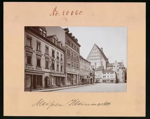 Fotografie Brück & Sohn Meissen, Ansicht Meissen i. Sa., Kleinmarkt mit Wäschewaren-Geschäft Oscar Reich